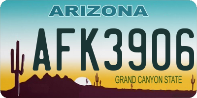 AZ license plate AFK3906