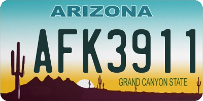 AZ license plate AFK3911