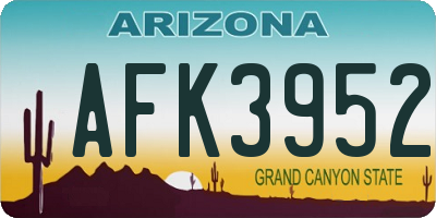 AZ license plate AFK3952