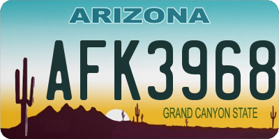 AZ license plate AFK3968