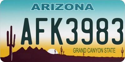 AZ license plate AFK3983