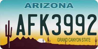AZ license plate AFK3992