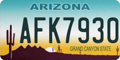 AZ license plate AFK7930