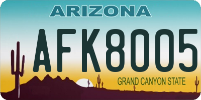 AZ license plate AFK8005