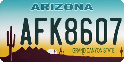 AZ license plate AFK8607