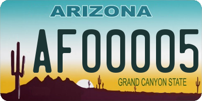 AZ license plate AFO0005