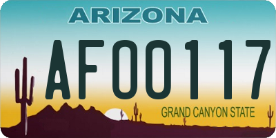 AZ license plate AFO0117
