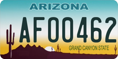 AZ license plate AFO0462
