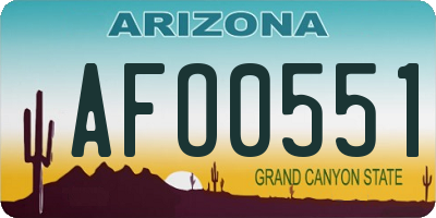 AZ license plate AFO0551