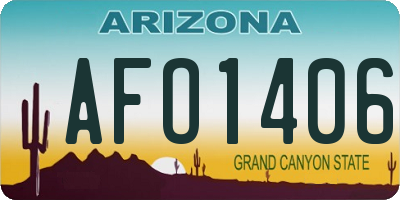 AZ license plate AFO1406