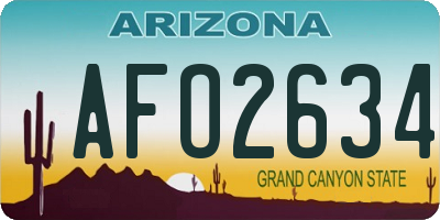 AZ license plate AFO2634
