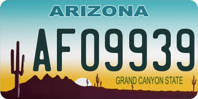 AZ license plate AFO9939