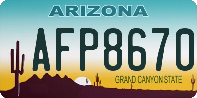 AZ license plate AFP8670