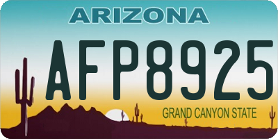 AZ license plate AFP8925