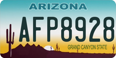 AZ license plate AFP8928