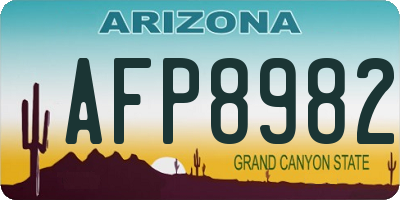 AZ license plate AFP8982