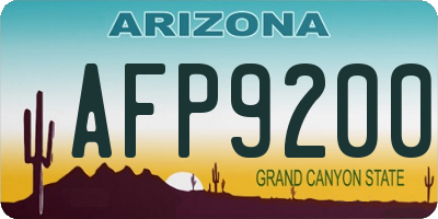 AZ license plate AFP9200