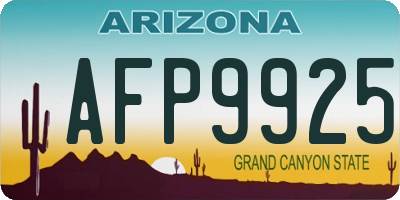 AZ license plate AFP9925