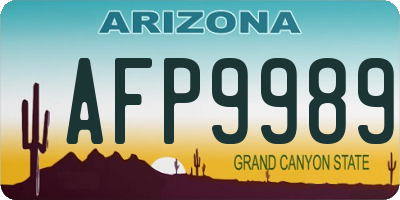AZ license plate AFP9989