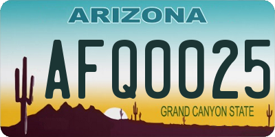 AZ license plate AFQ0025