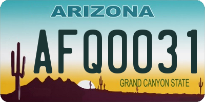 AZ license plate AFQ0031