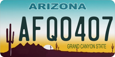 AZ license plate AFQ0407