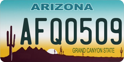 AZ license plate AFQ0509