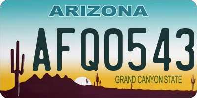 AZ license plate AFQ0543