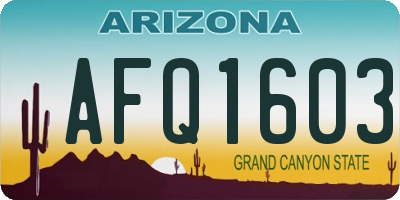 AZ license plate AFQ1603