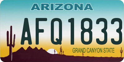 AZ license plate AFQ1833