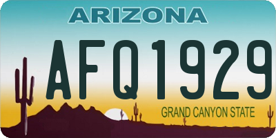 AZ license plate AFQ1929