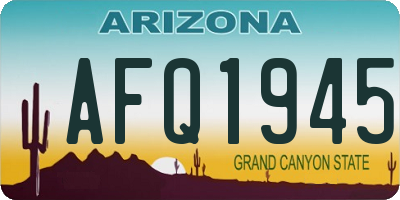 AZ license plate AFQ1945
