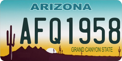 AZ license plate AFQ1958