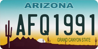 AZ license plate AFQ1991