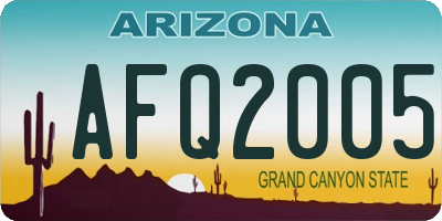 AZ license plate AFQ2005