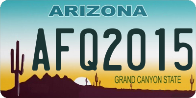 AZ license plate AFQ2015
