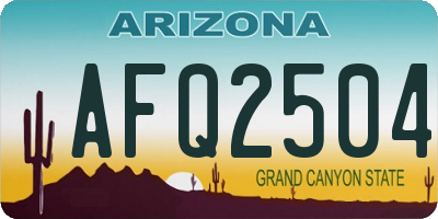 AZ license plate AFQ2504