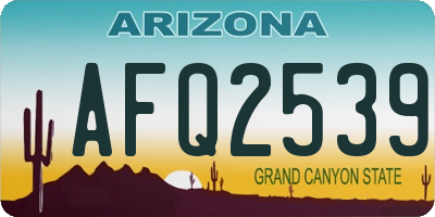 AZ license plate AFQ2539