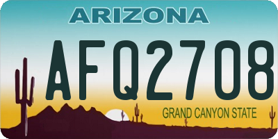 AZ license plate AFQ2708