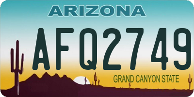 AZ license plate AFQ2749