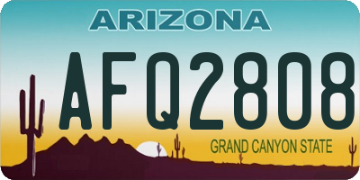 AZ license plate AFQ2808