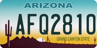AZ license plate AFQ2810