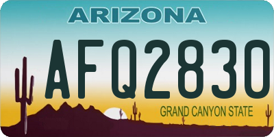 AZ license plate AFQ2830