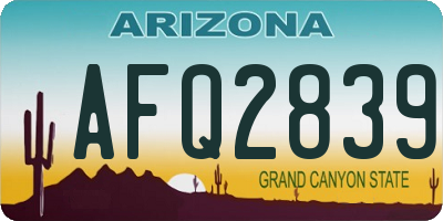 AZ license plate AFQ2839