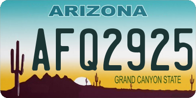 AZ license plate AFQ2925