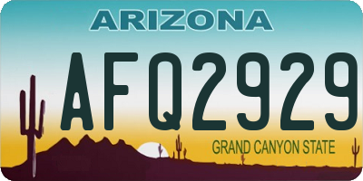AZ license plate AFQ2929