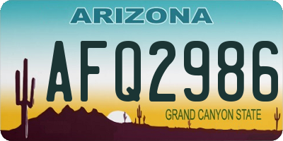 AZ license plate AFQ2986