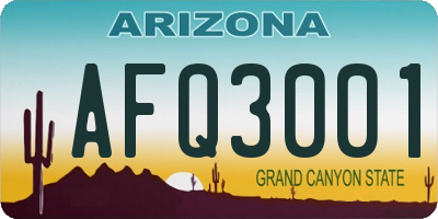 AZ license plate AFQ3001