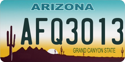 AZ license plate AFQ3013