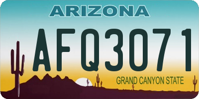 AZ license plate AFQ3071